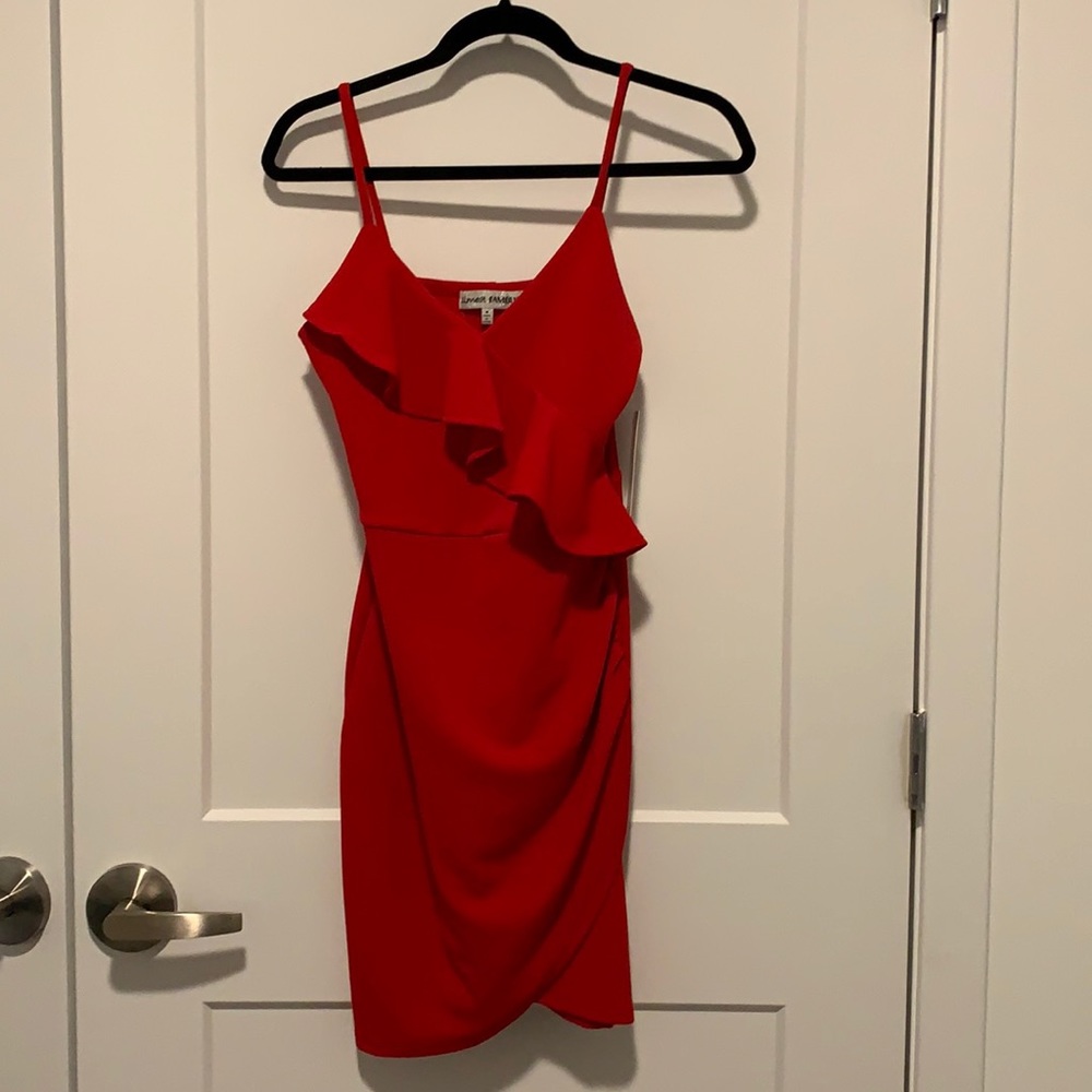 NWT Red Faux Wrap Bodycon Dress